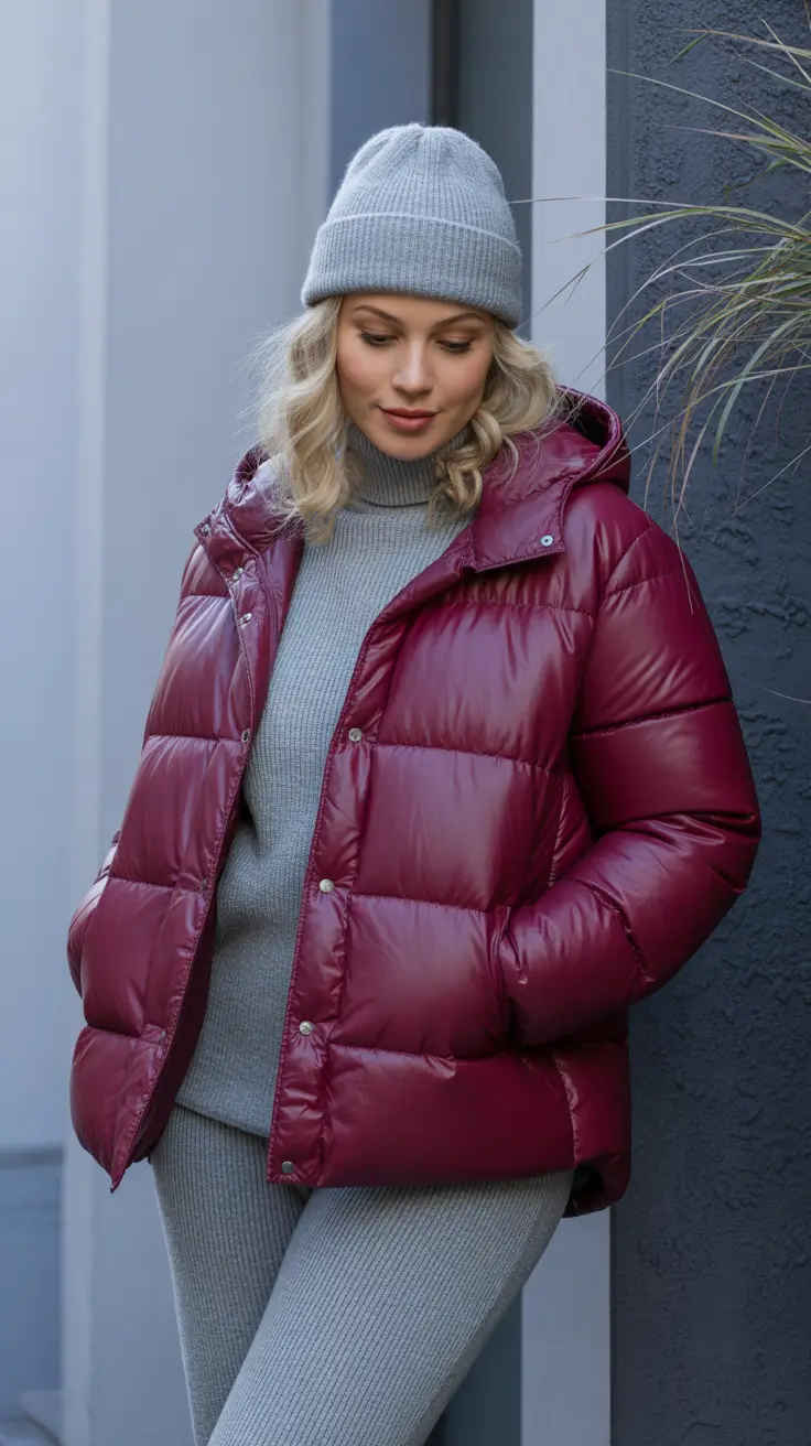 curvy winter outfits 2025-2026 Knits on Knits with a Pop of Garnet