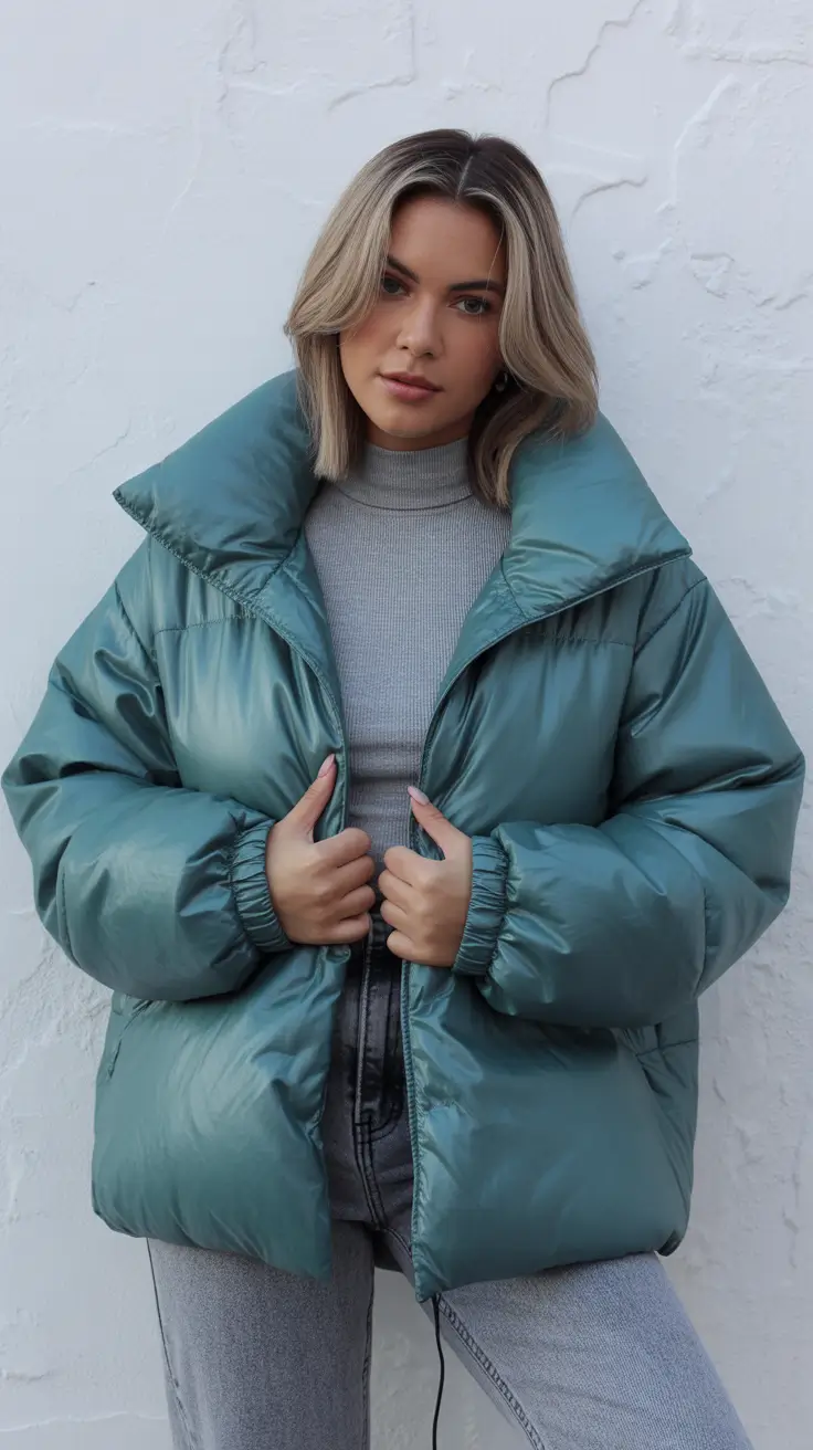 curvy winter outfits 2025-2026 Minty Fresh in Frosted Green