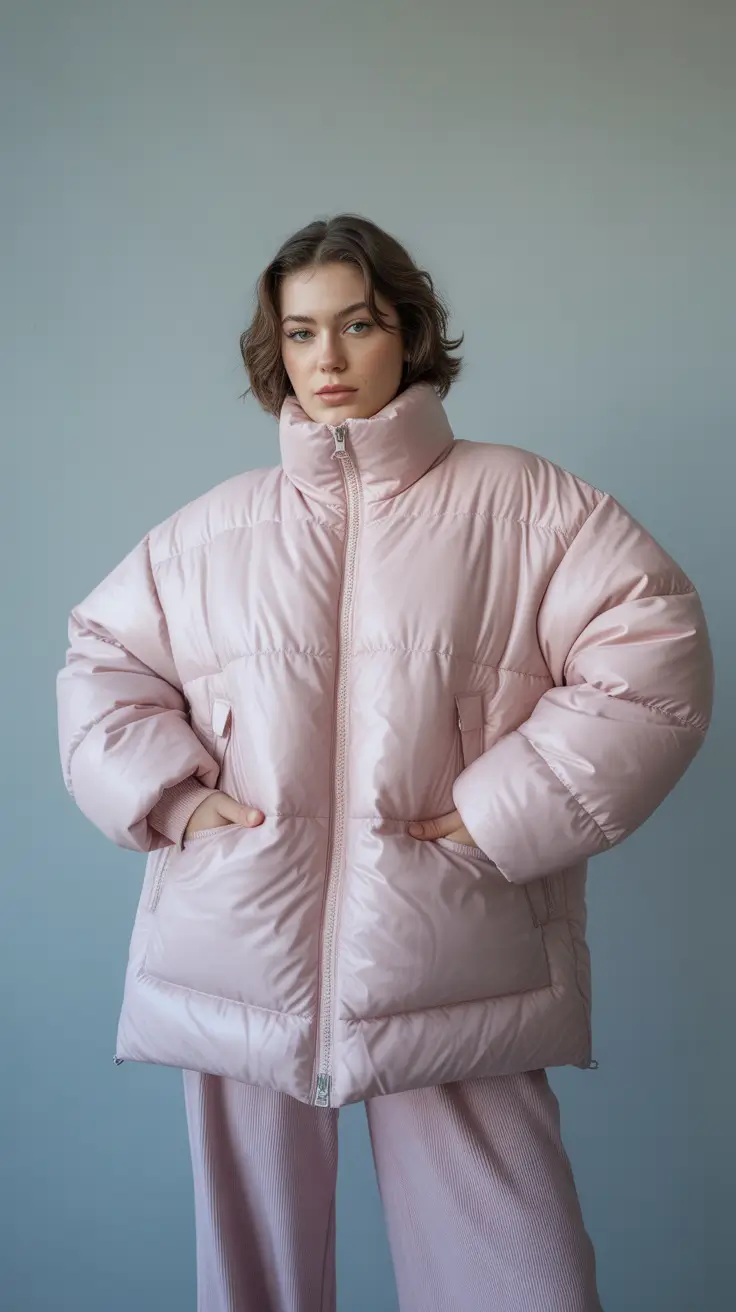 curvy winter outfits 2025-2026 Blush Bubblegum Dream in Monochrome Pink