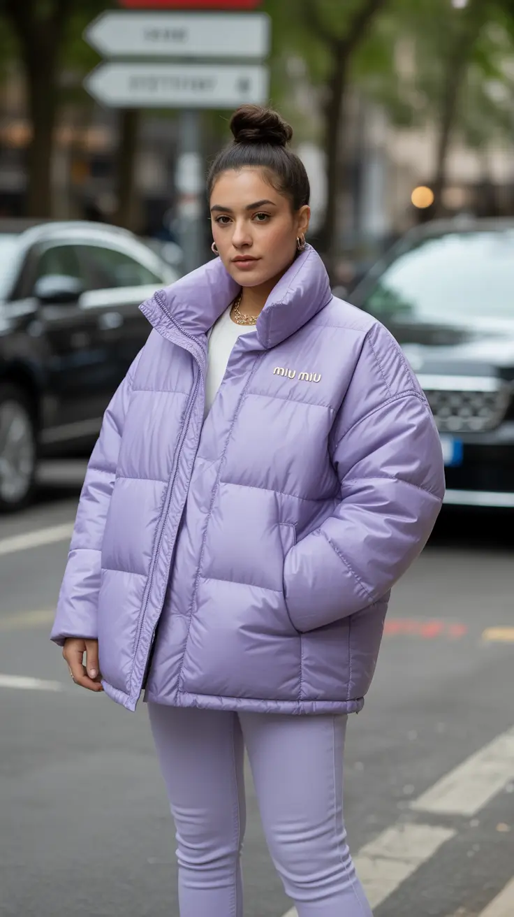 Curvy Winter Outfits 2025-2026 Lavender Monochrome That’s Street and Soft