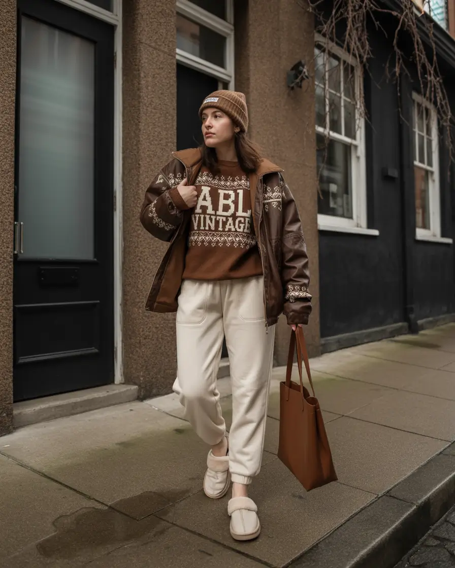 winter fashion inspo 2025 Vintage Slouch Meets Urban Lounge