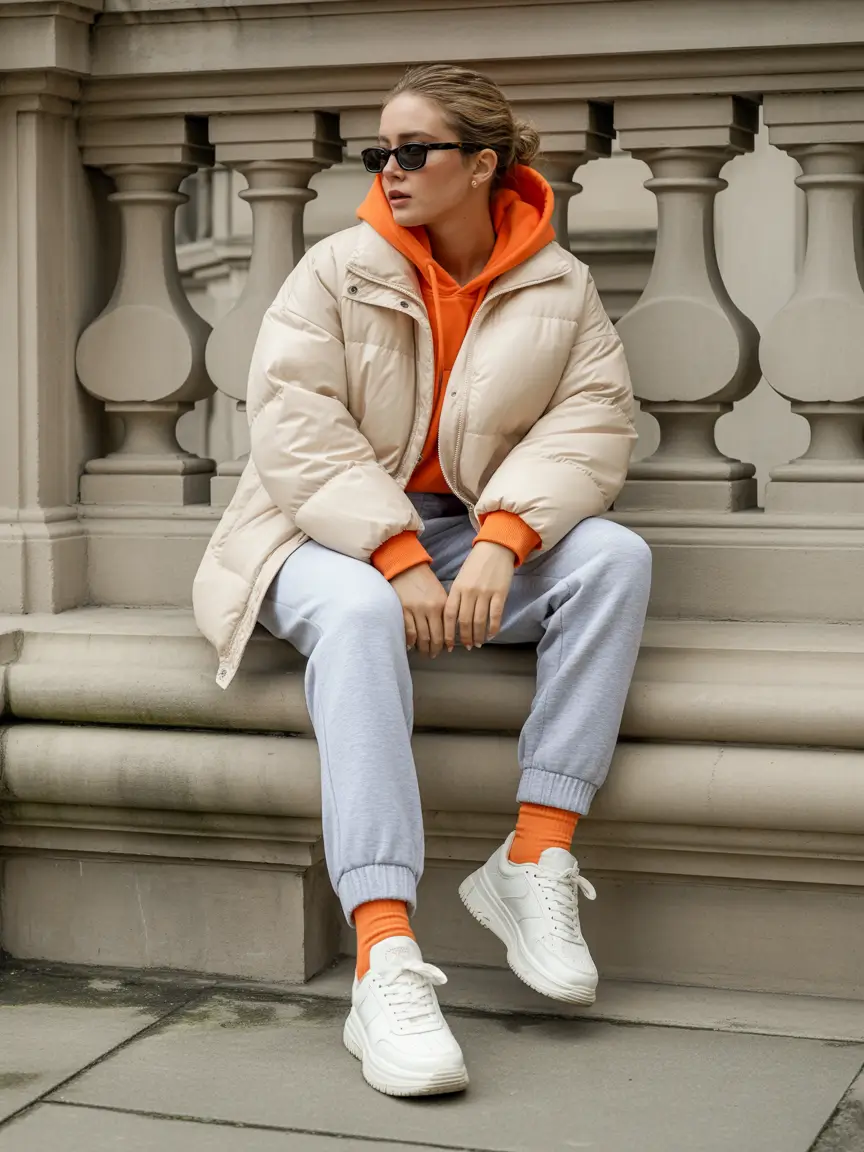 winter fashion inspo 2025 Neon Layer Pop with Neutral Chill
