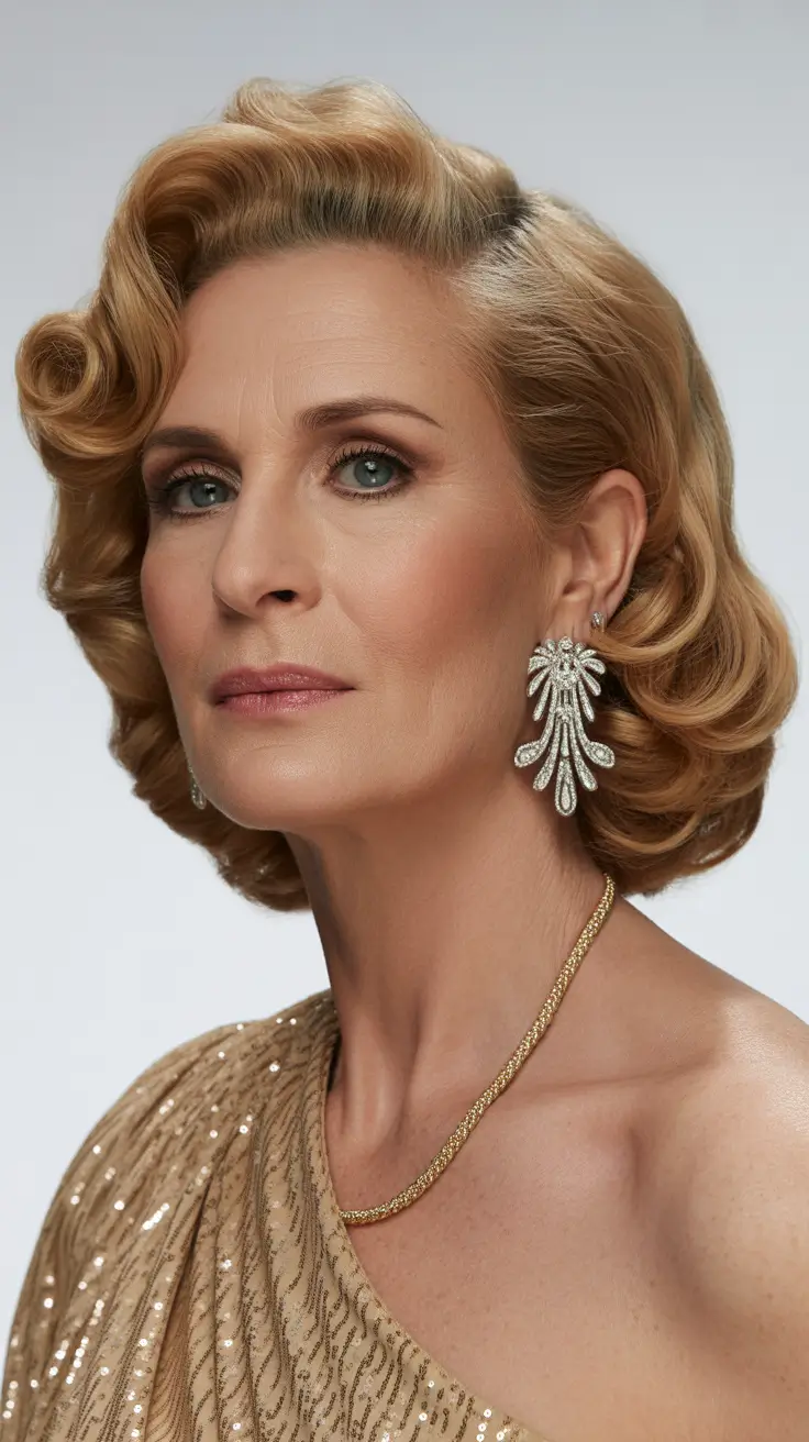 winter hairstyles and color for women over 60 2025-2026 Retro Glamour Waves