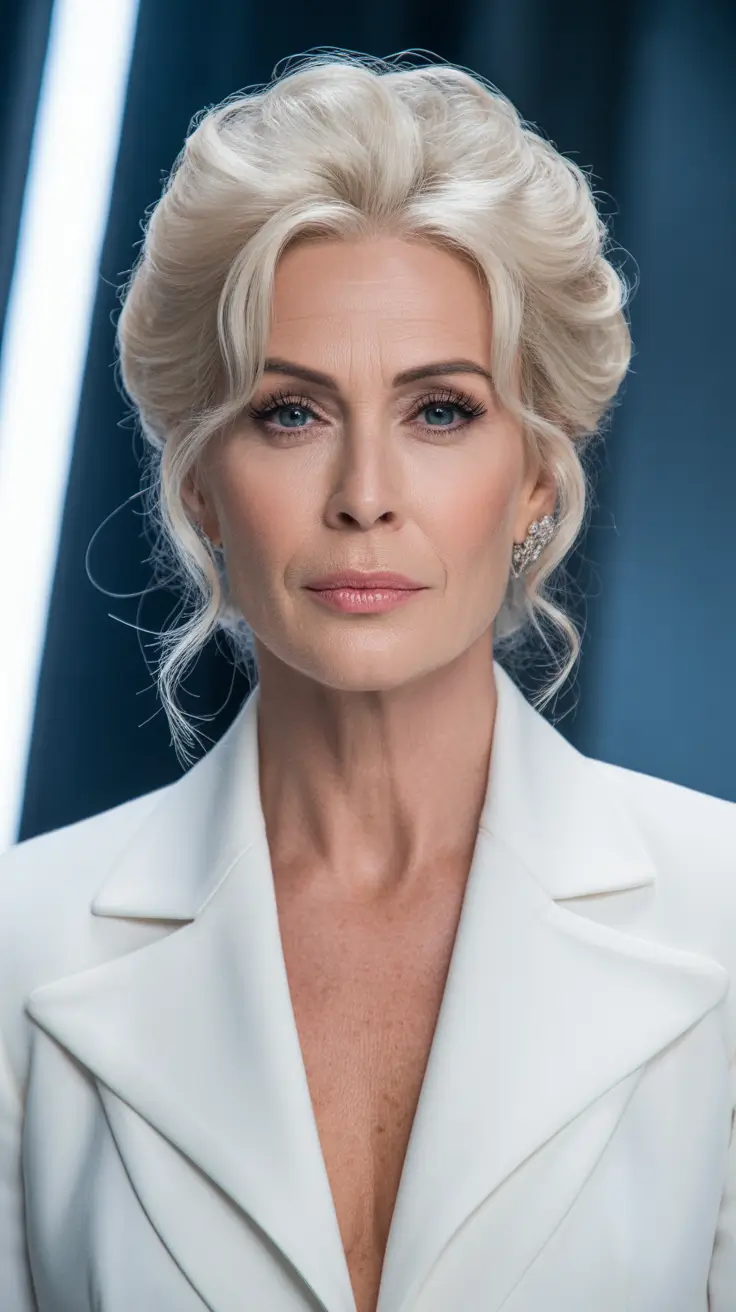 winter hairstyles and color for women over 60 2025-2026 Voluminous Winter Updo