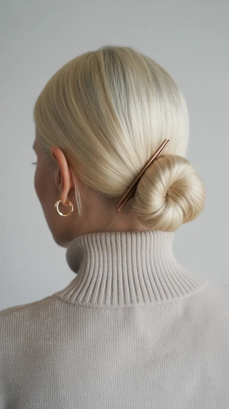 winter hairstyles and color for women over 60 2025-2026 Minimalist Sleek Knot