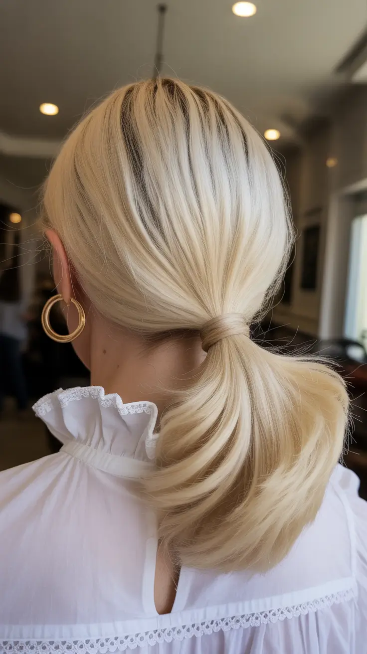 winter hairstyles and color for women over 60 2025-2026 Soft Blonde Ponytail with Volume