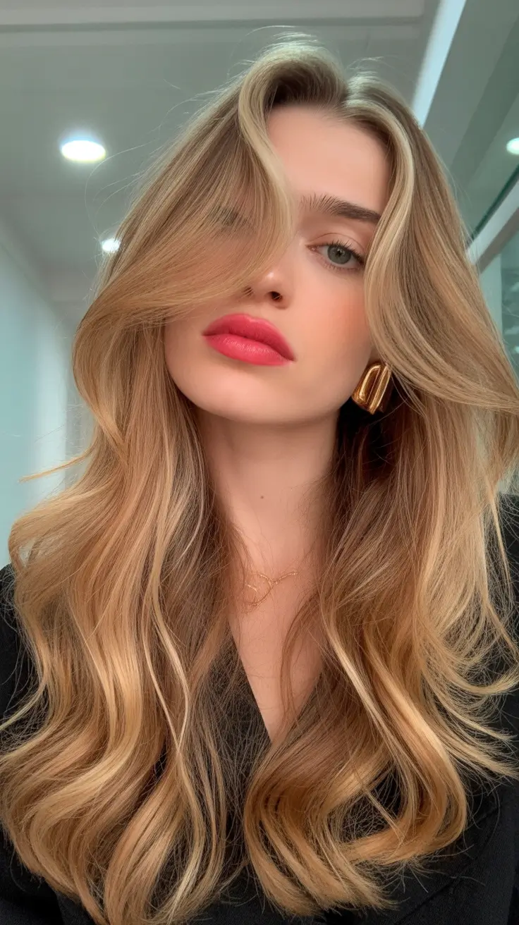 winter hair colors 2025-2026 Golden Blonde Elegance with Volume