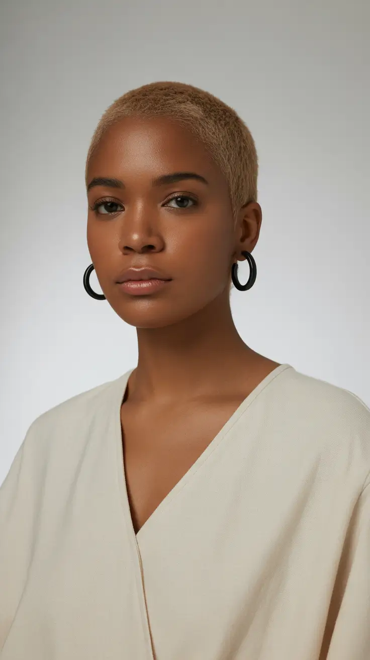 winter hair colors 2025-2026 Platinum Buzz Cut Confidence