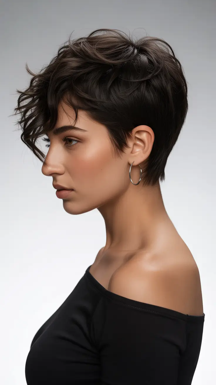 winter haircuts for round faces 2025-2026 Textured Crop with Soft Waves