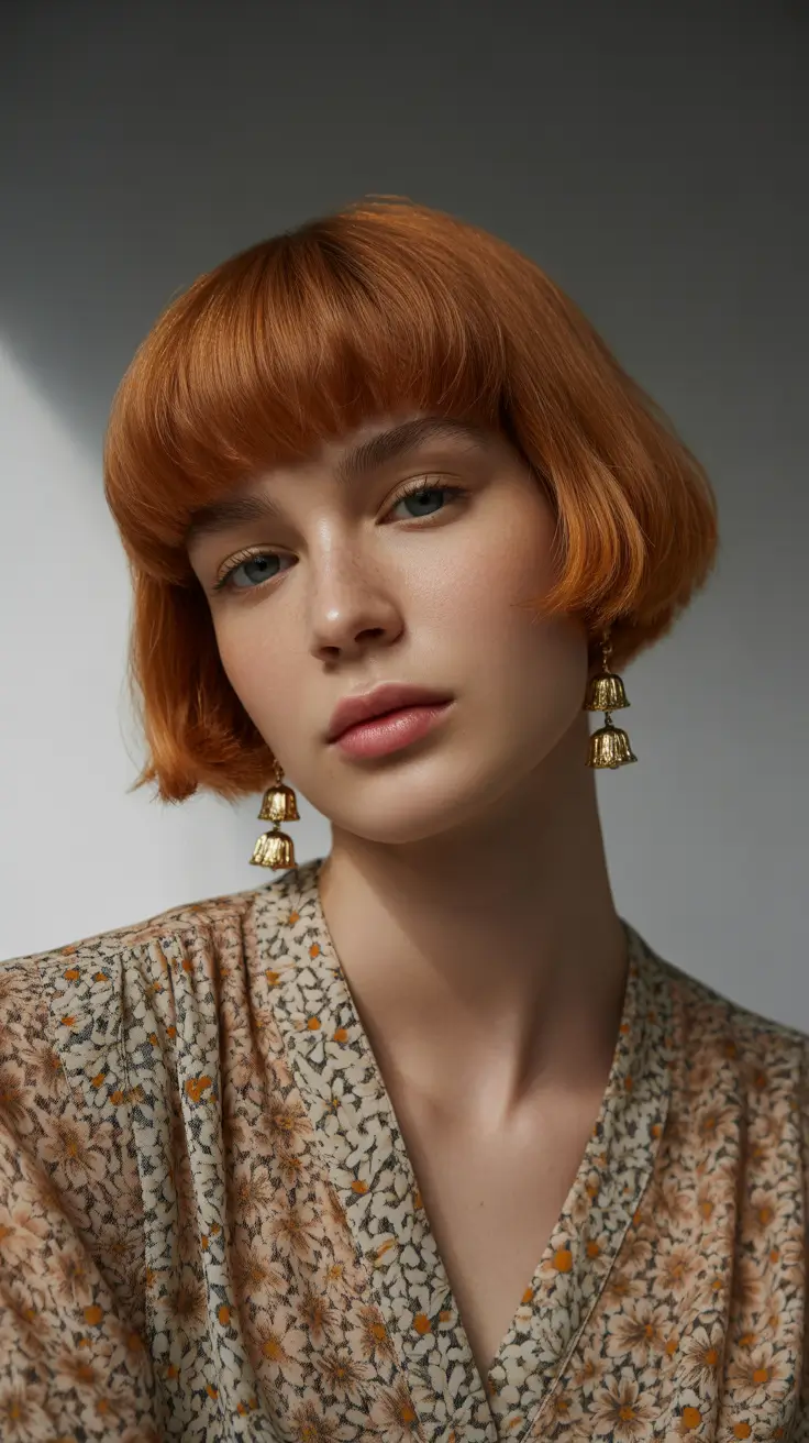 winter haircuts for round faces 2025-2026 Rounded Bob with Full Fringe