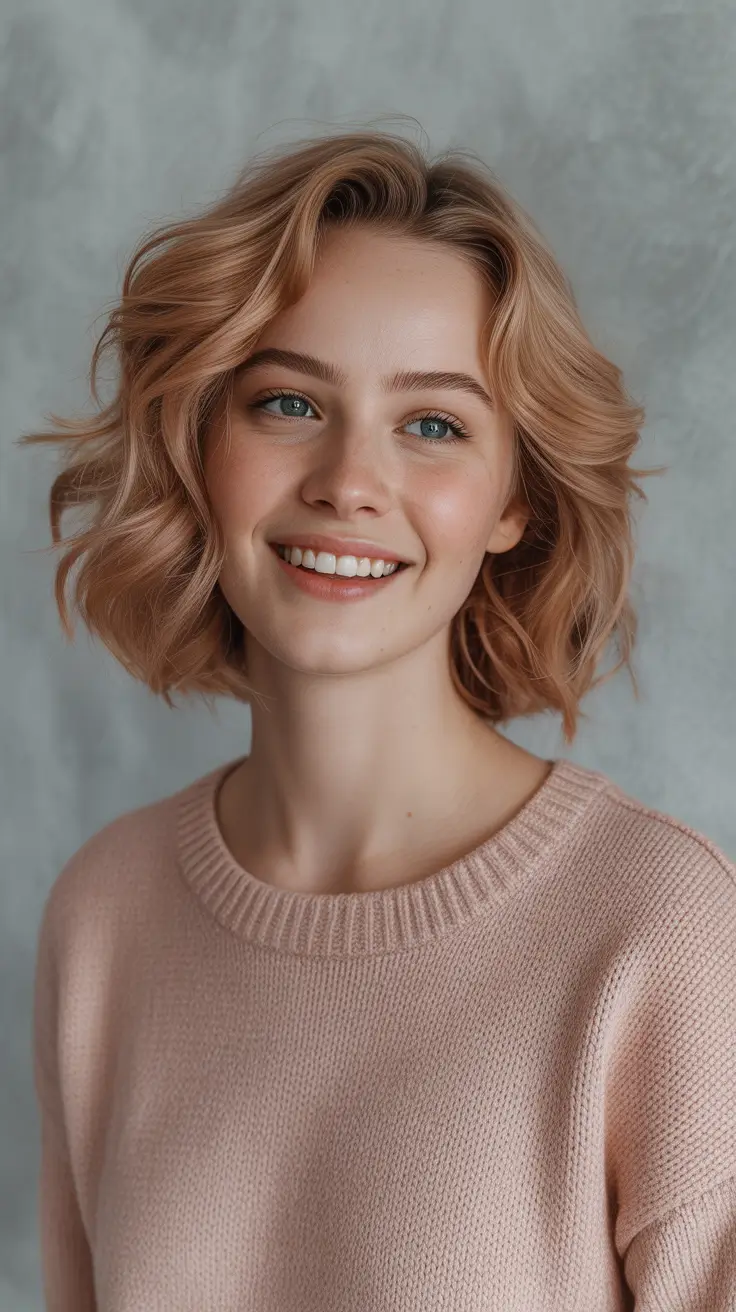 winter haircuts for round faces 2025-2026 Soft Lob with Loose Curls