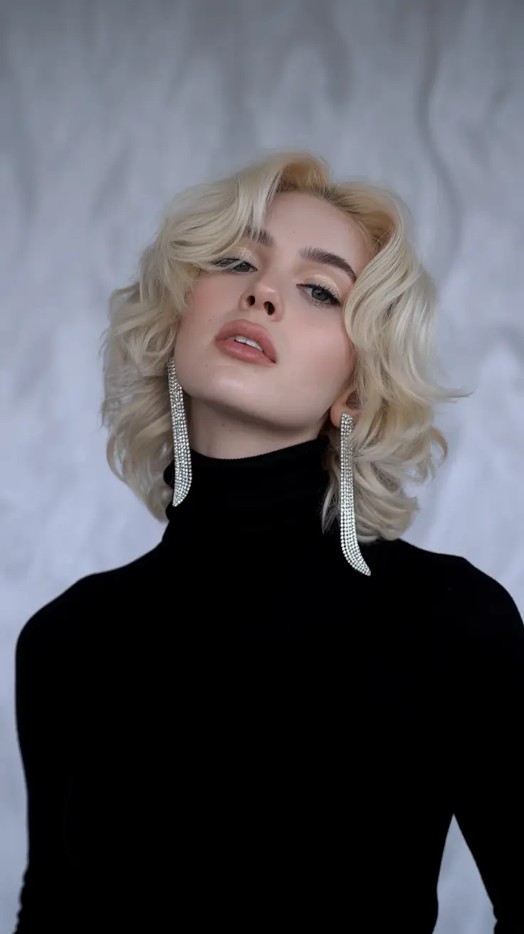 winter haircuts for round faces 2025-2026 Classic Blonde Waves