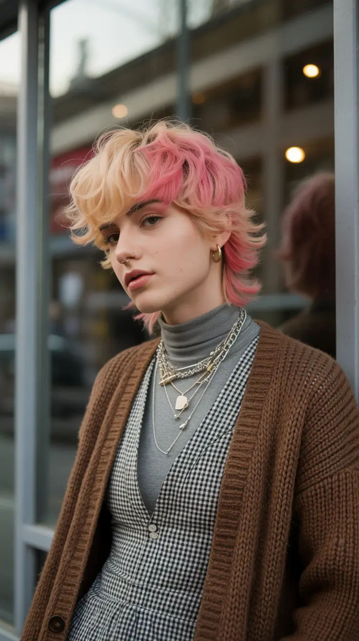 winter haircuts 2025-2026 Two-Tone Shaggy Mullet