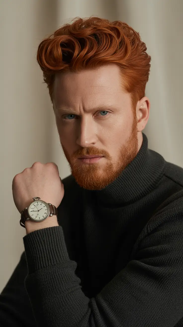 winter haircuts for men 2025-2026 Structured Ginger Waves