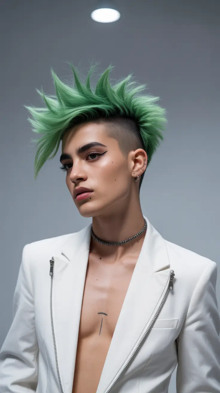 winter haircuts for men 2025-2026 Punk Revival with Bold Color