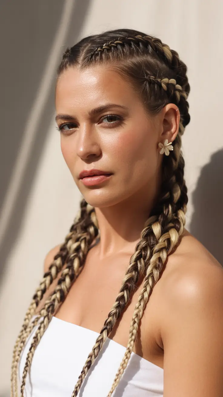 winter hairstyles and color for women over 40 2025-2026 Bold Colored Braids