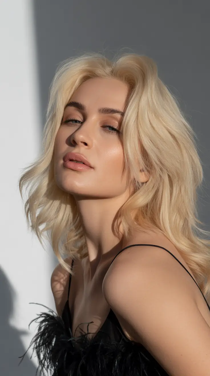 winter hairstyles and color for women over 40 2025-2026 Platinum Blonde Glow