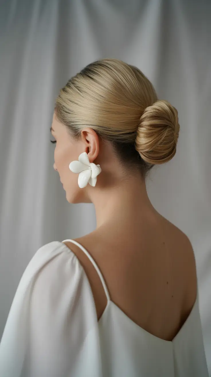 winter hairstyles and color for women over 40 2025-2026 Chic Blonde Twisted Bun