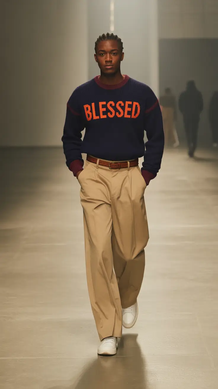 winter outfits men 2025-2026 Graphic Statement Knit