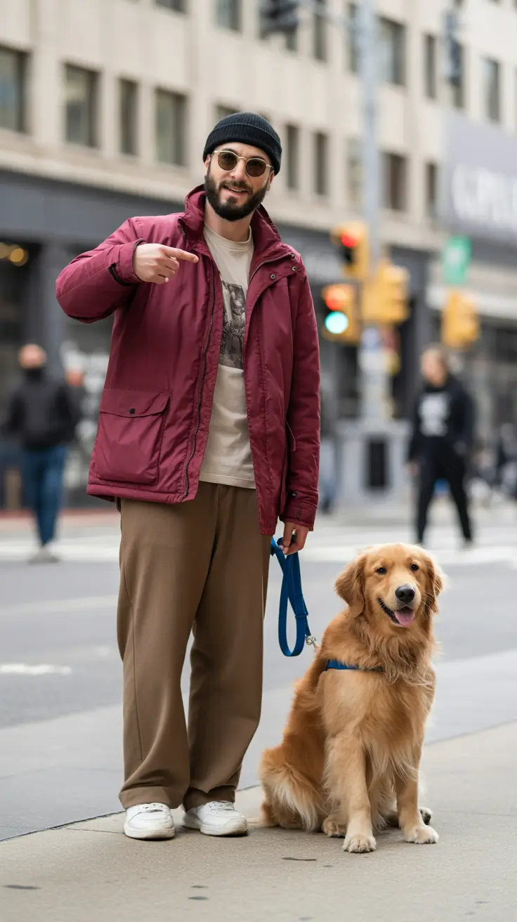 winter outfits men 2025-2026 Wine Jacket with Urban Warmth