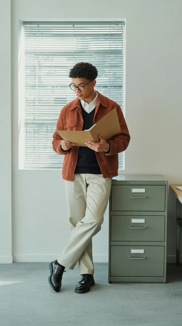 winter outfits men 2025-2026 Office-Ready Corduroy Layering