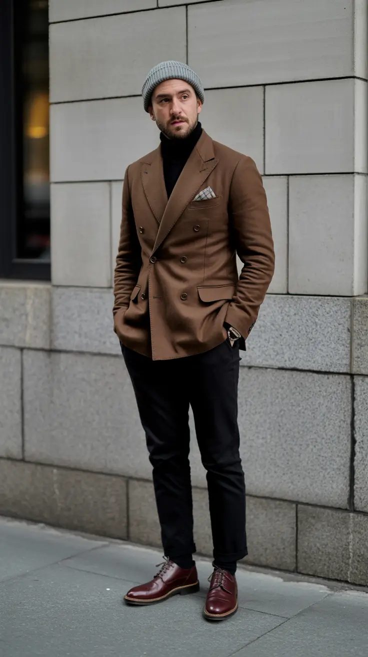 winter outfits men 2025-2026 Double-Breasted with Street Edge
