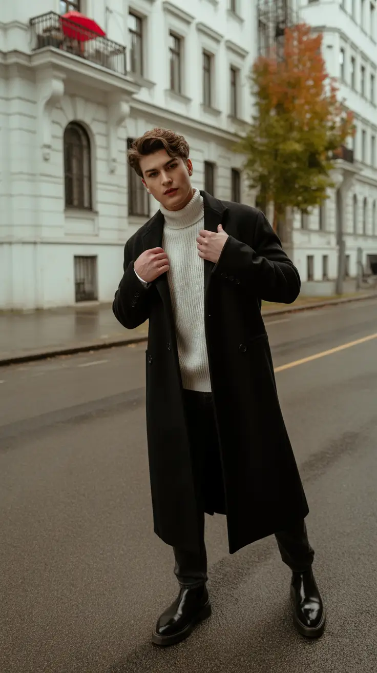 winter outfits men 2025-2026 Timeless Black & White