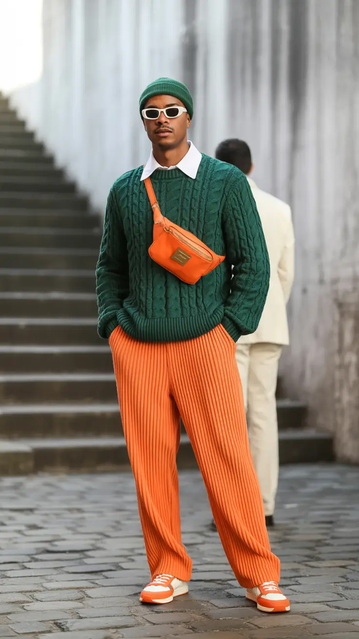 winter outfits men 2025-2026 Bold Color Confidence