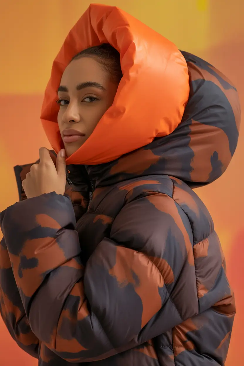 puffer jacket outfit 2025-2026 Fire Meets Frost: The Graphic Hood Look