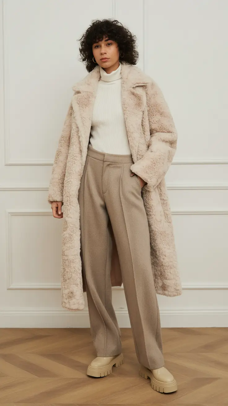 winter work outfits 2025-2026 Shearling Warmth