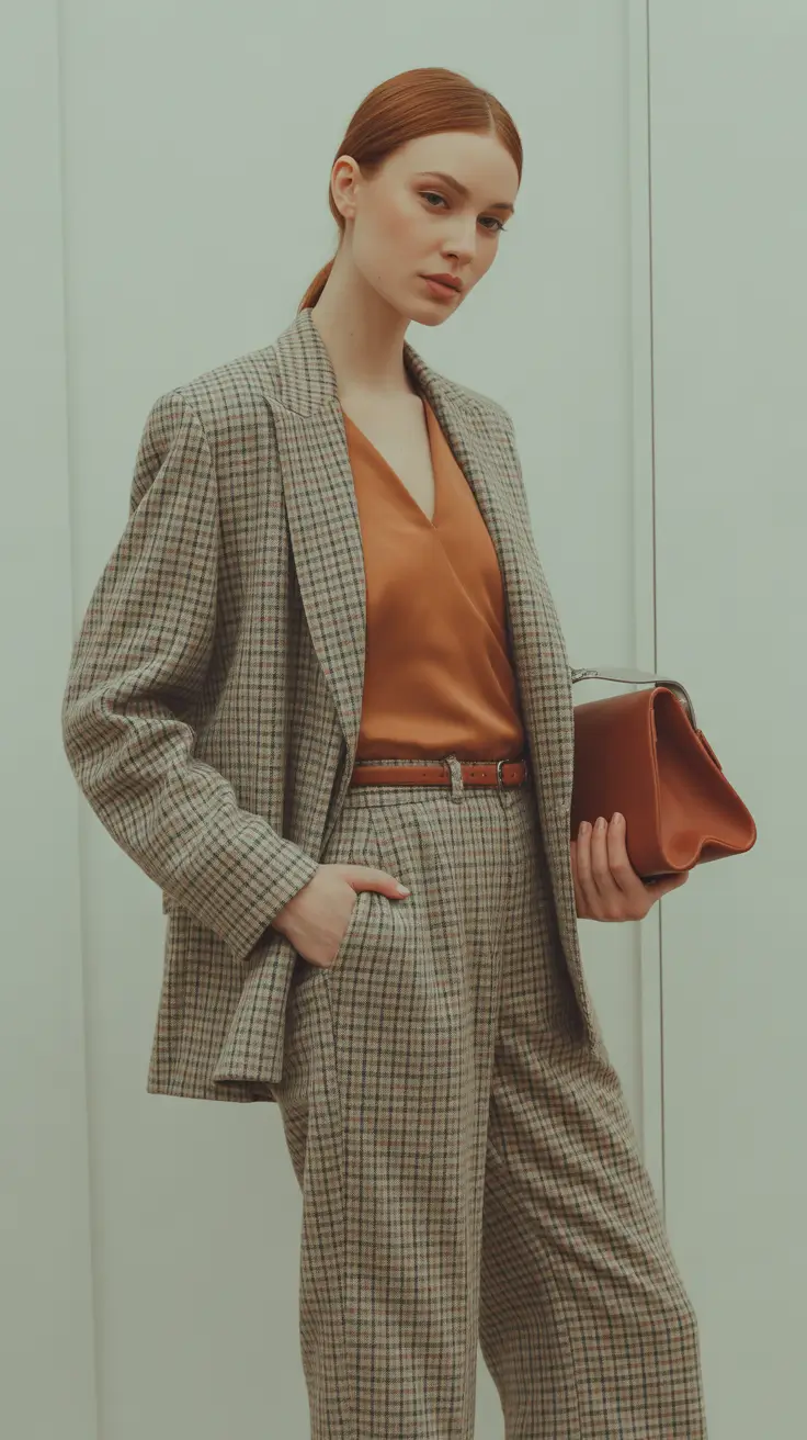 winter work outfits 2025-2026 Checked Suit Refinement
