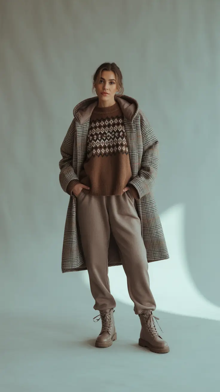 winter work outfits 2025-2026 Pattern Play with Relaxed Elegance