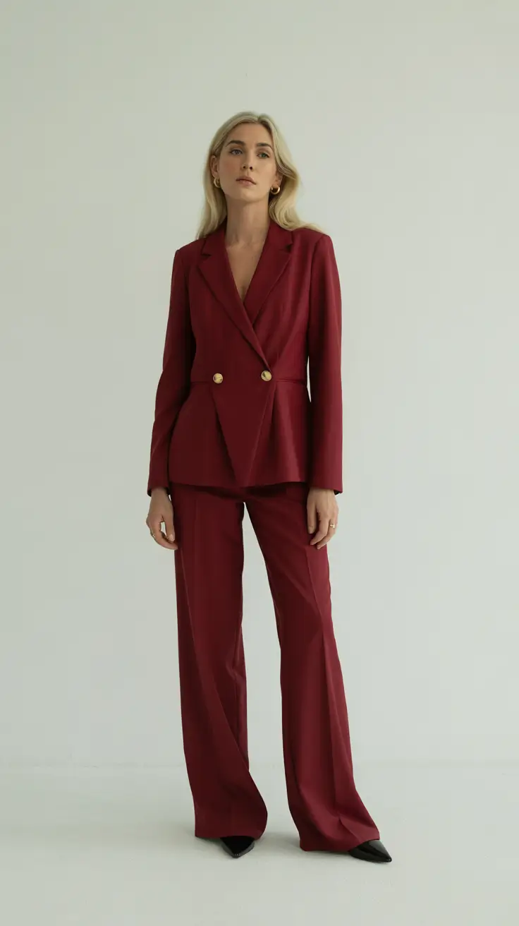 winter work outfits 2025-2026 Burgundy Confidence