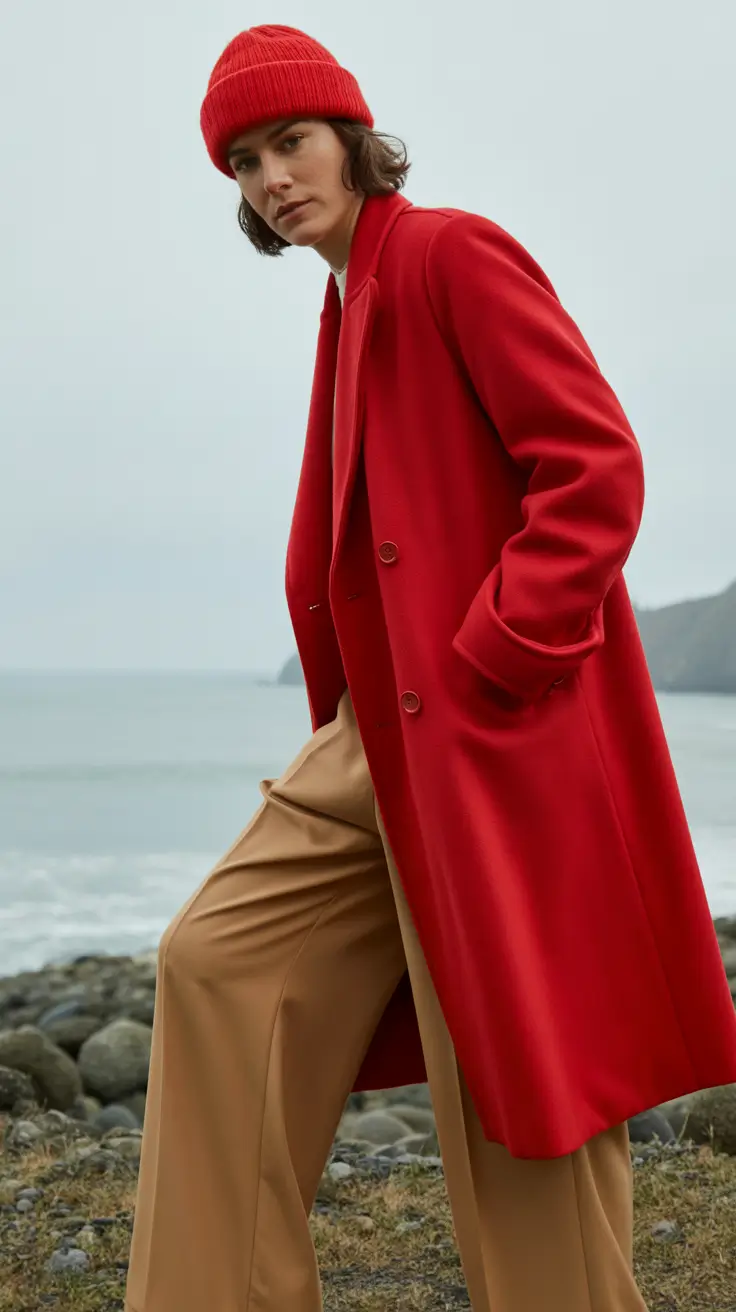 winter work outfits 2025-2026 Red Statement Energy