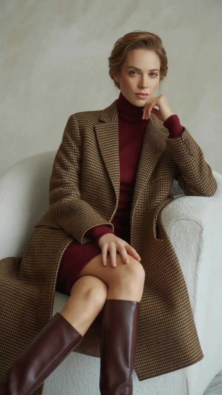 winter work outfits 2025-2026 Checked Elegance