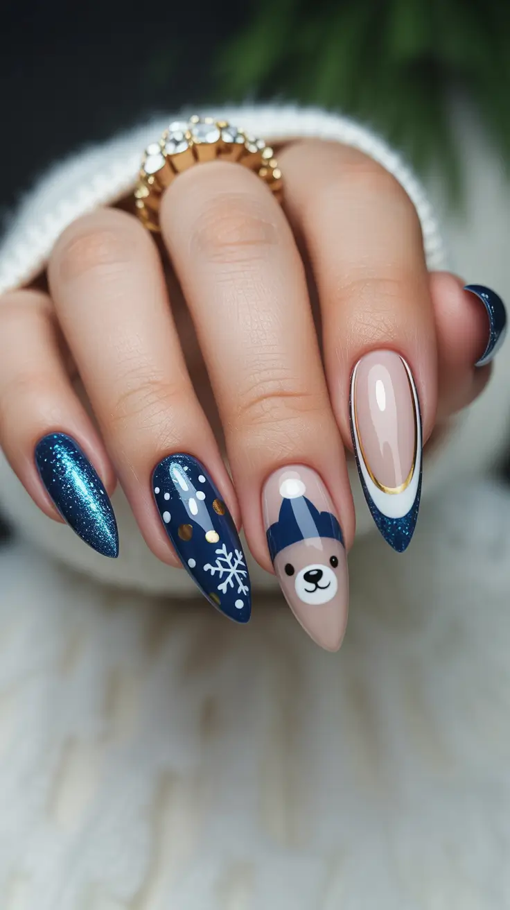 Acrylic Nail Trends Winter 2025–2026 Polar Bear Sparkle