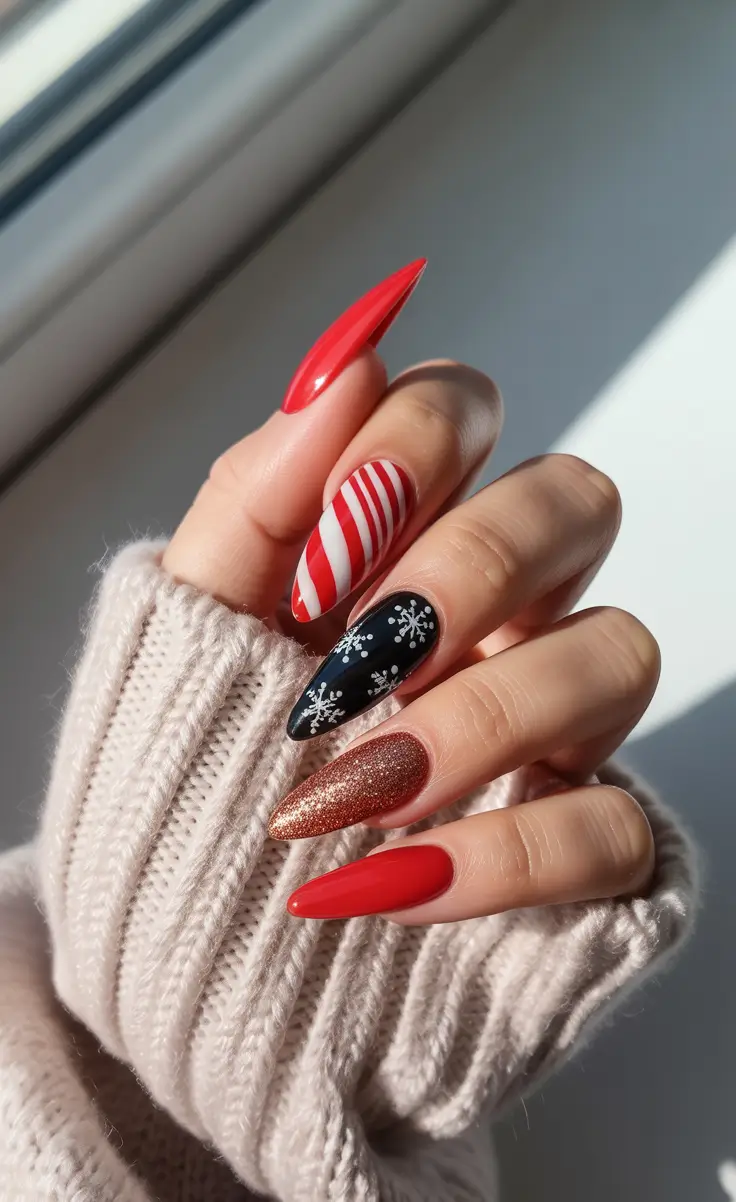 Acrylic Nail Trends Winter 2025–2026 Festive Candy Glam