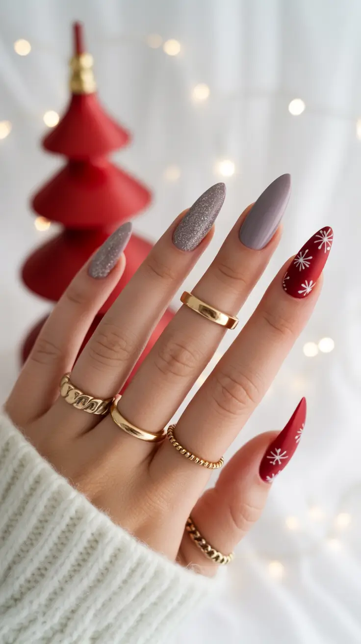 Acrylic Nail Trends Winter 2025–2026 Matte Velvet & Holly Red