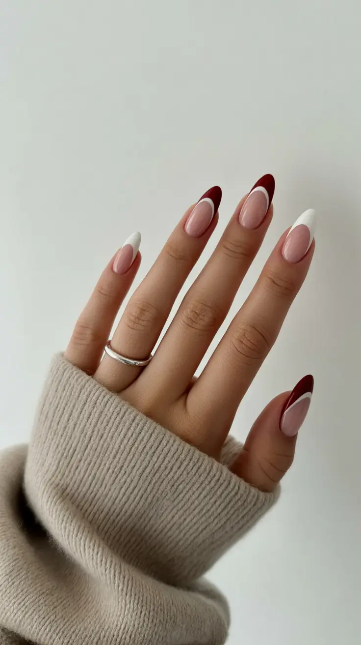 Acrylic Nail Trends Winter 2025–2026 Cherry-Tipped Classic