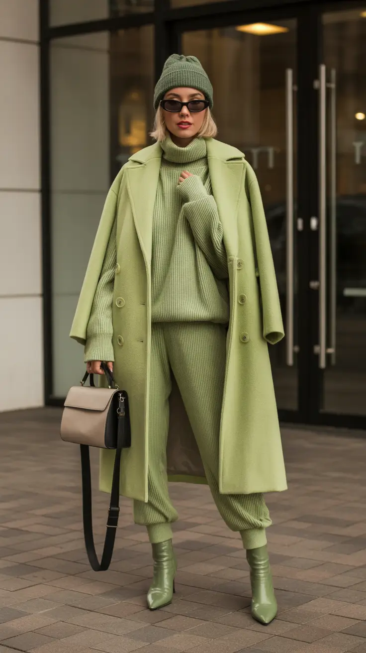 basic outfits 2026 Soft Green Monochrome Energy