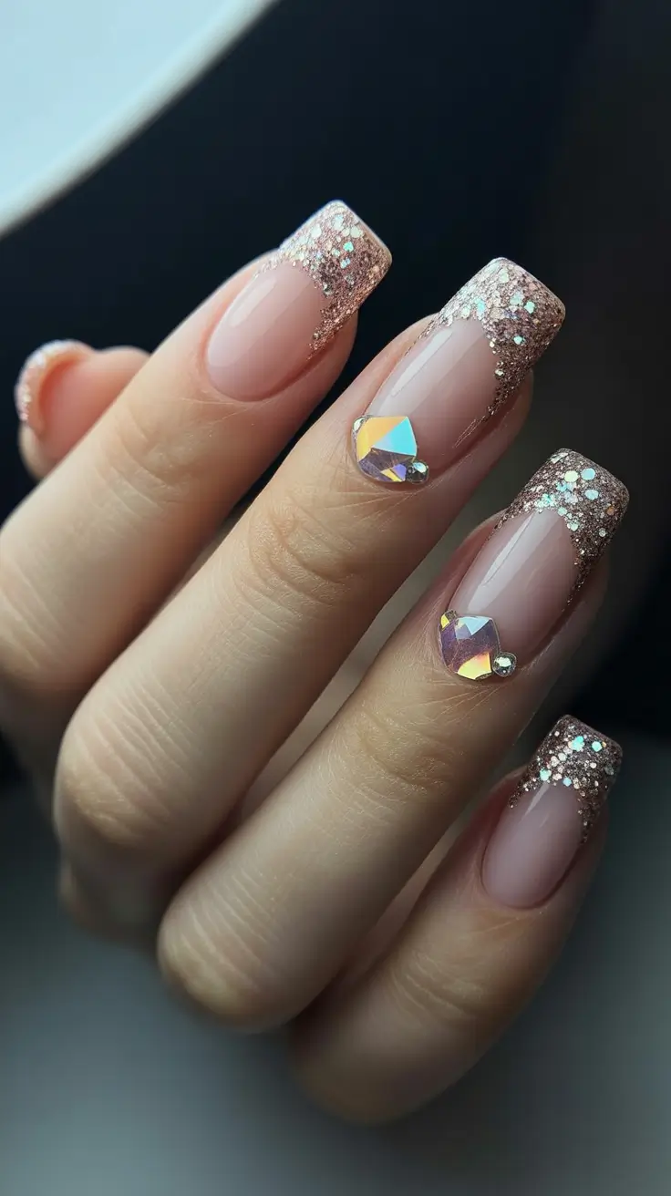 Best Acrylic Nails Christmas 2025 Rose Gold Glamour