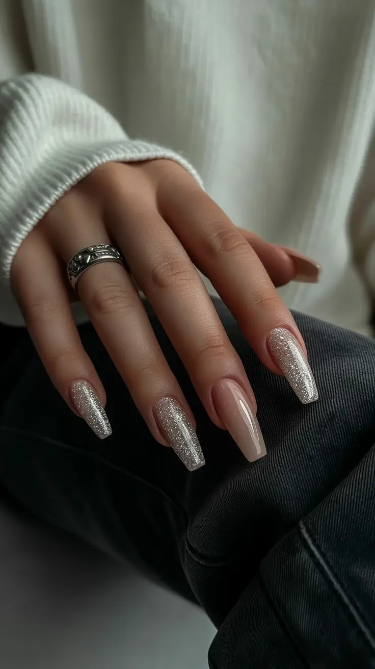 Best Acrylic Nails Christmas 2025 Champagne Shimmer Simplicity