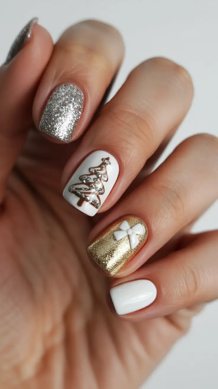 Best Acrylic Nails Christmas 2025 Golden Gift Glamour