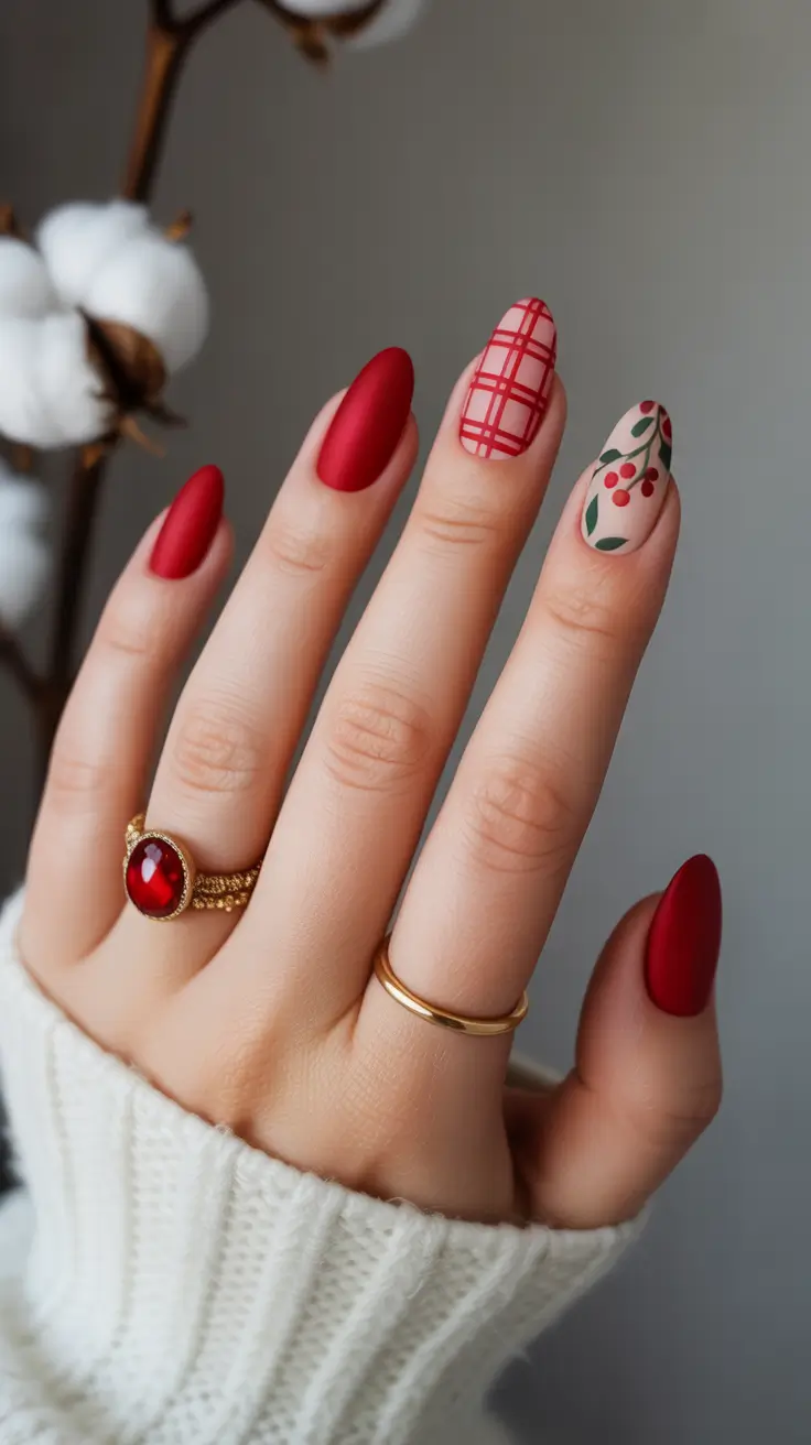 Best Acrylic Nails Christmas 2025 Velvet Red Elegance