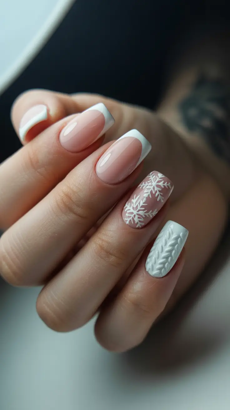 Best Acrylic Nails Christmas 2025 Frosted French Chic