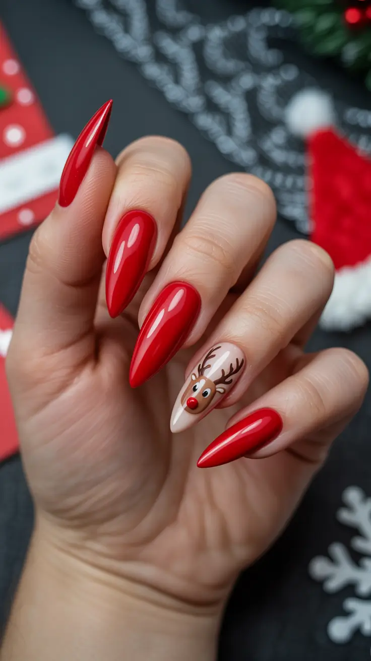 Best Acrylic Nails Christmas 2025 Rudolph Red