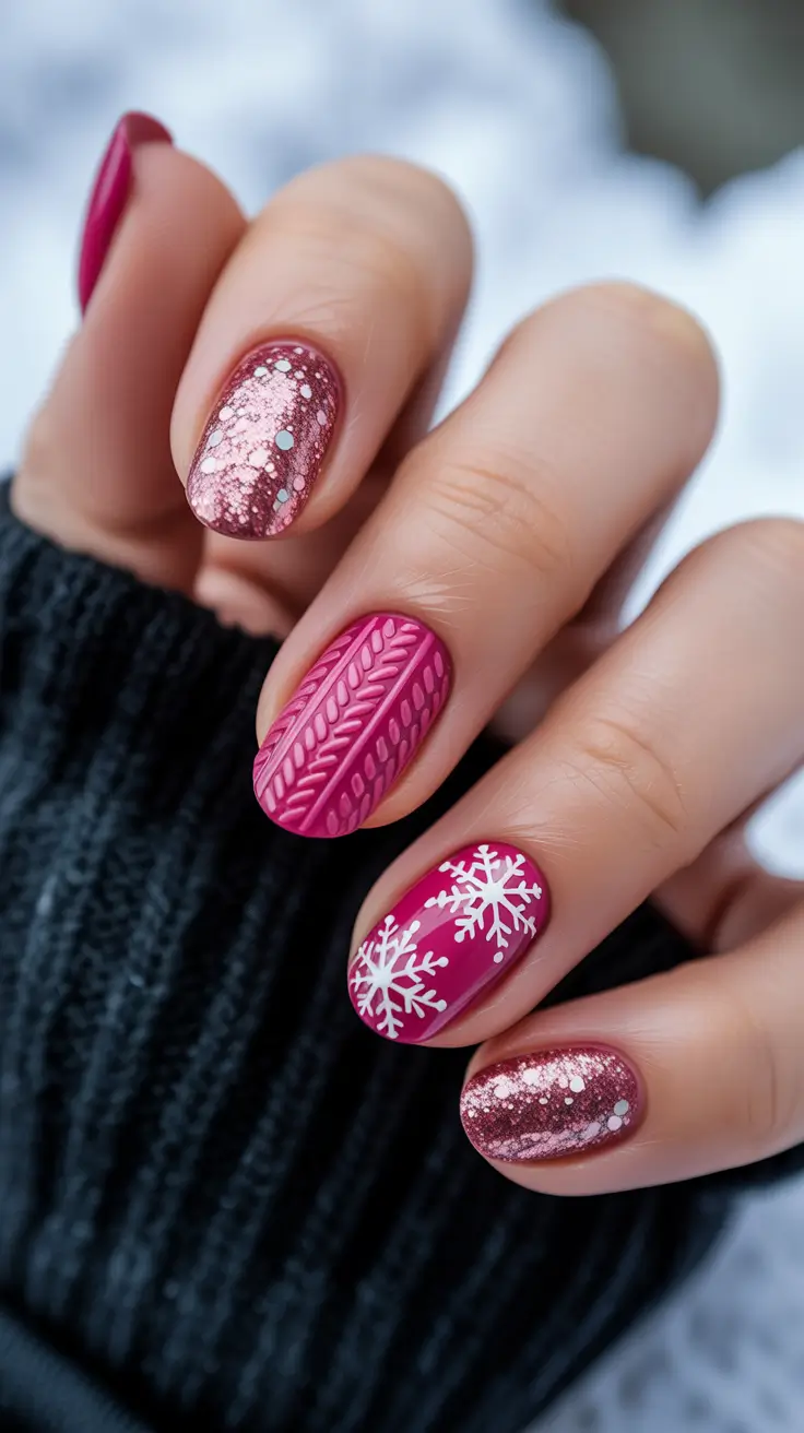 Best Acrylic Nails Christmas 2025 Berry Snowflakes