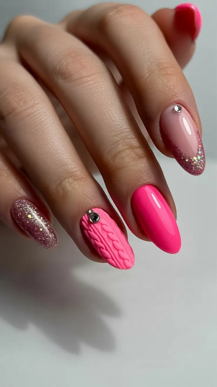 Best Acrylic Nails Christmas 2025 Cozy Pink Spark