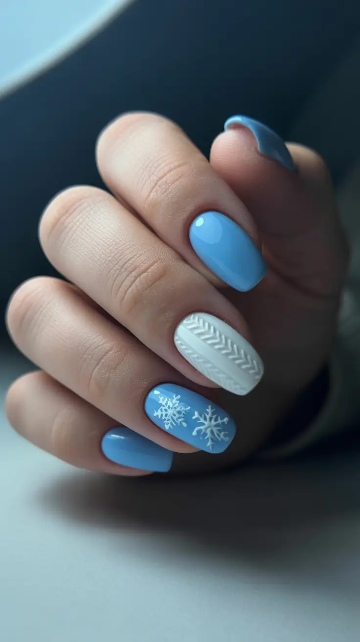 Best Acrylic Nails Christmas 2025 Blue Winter Bliss