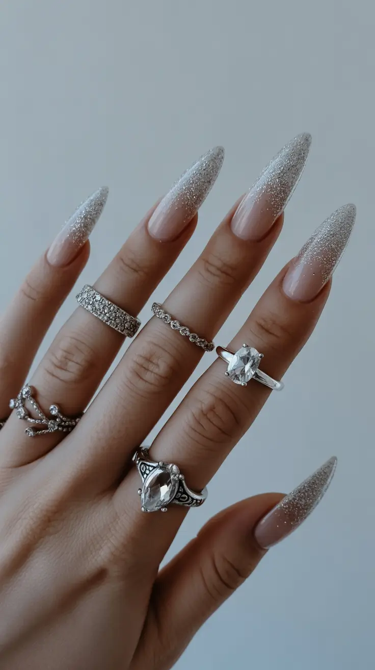 Best Acrylic Nails Christmas 2025 Silver Sparkle Perfection